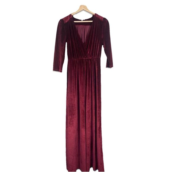 Baltic Born Sofia Velvet Maxi Dress Womens M Whimsigoth Holiday Burgundy Wedding - Picture 1 of 11